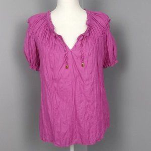 Dana Bachman Drawstring V-neck Blouse Size S